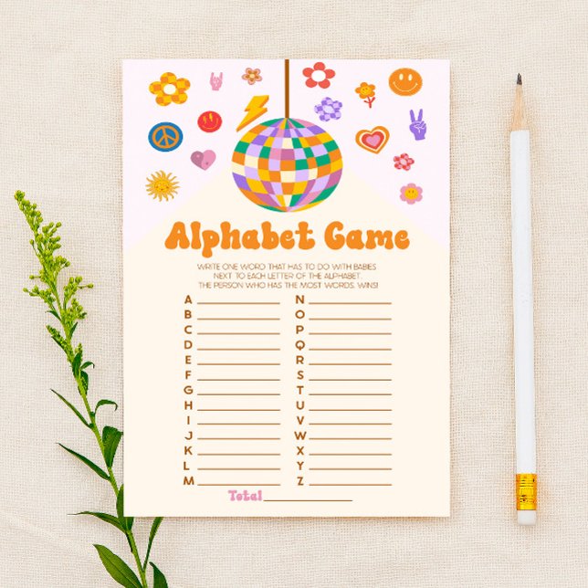 Retro 70's Groovy Alphabet Baby Shower Game Briefpapier (Von Creator hochgeladen)