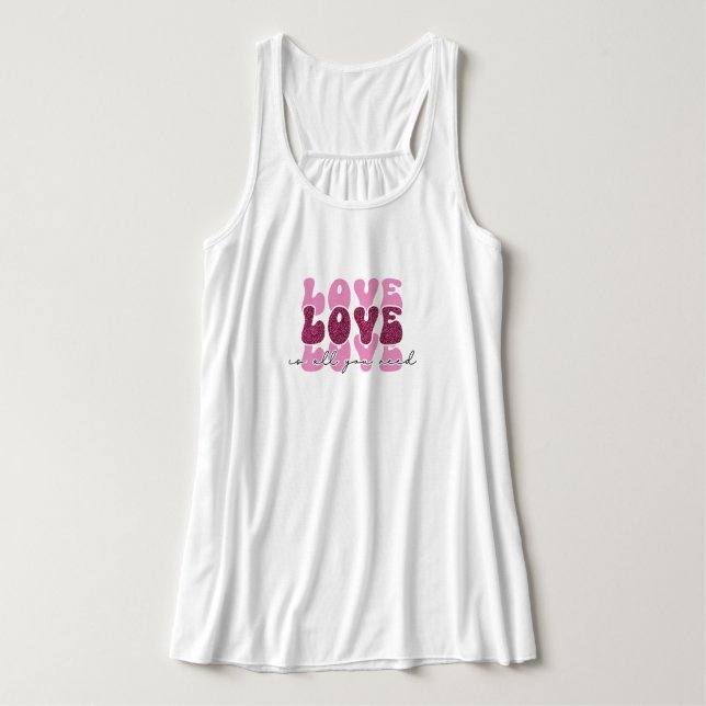 Retro 70s Groovy "Love" Typography Tank Top (Design Vorderseite)