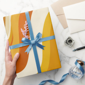 Retro 70s Orange Mustard Wave Abstract Pattern Geschenkpapier