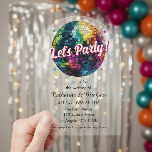 Retro 70's Party Disco Ball Sparkle Acryleinladungen