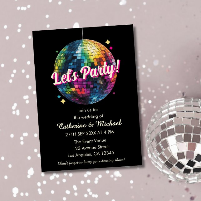 Retro 70's Party Disco Ball Sparkle Einladung (Von Creator hochgeladen)