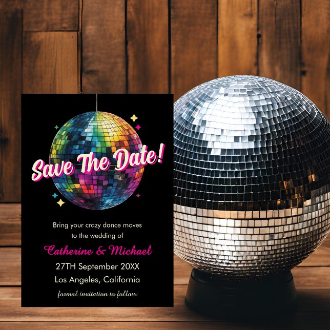 Retro 70's Party Disco Ball Sparkle Save The Date (Von Creator hochgeladen)
