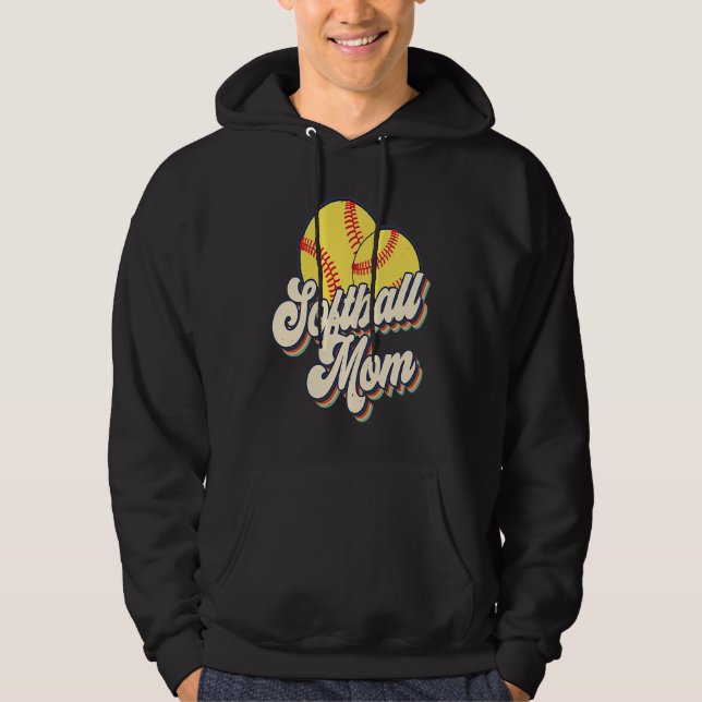 Retro 70s Softball Mom Cute Player Mama Team Sport Hoodie (Vorderseite)