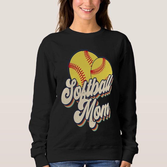 Retro 70s Softball Mom Cute Player Mama Team Sport Sweatshirt (Vorderseite)