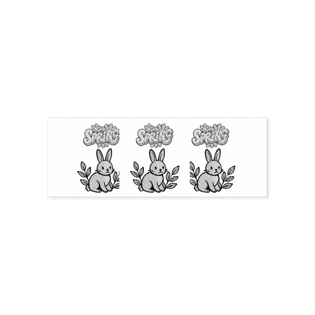 Retro 70s Spring Bunny Graphic Design Permastempel (Design)