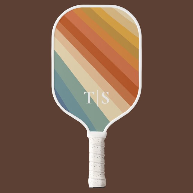 Retro 70s Stripe Monogram Pickleball Schläger (Retro 70s Stripe Monogram Pickleball Paddle
)