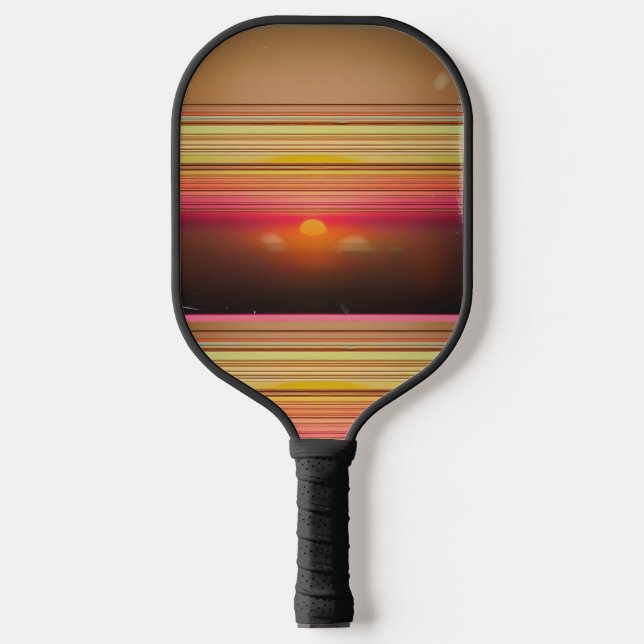 Retro 70s Sunset Lines Abstract Pickleball Paddle (Vorderseite)