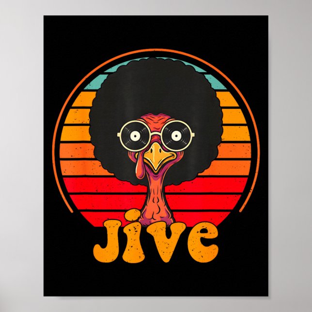 Retro 70s Turkey Jive Afro Thanksgiving Family Men Poster (Vorne)
