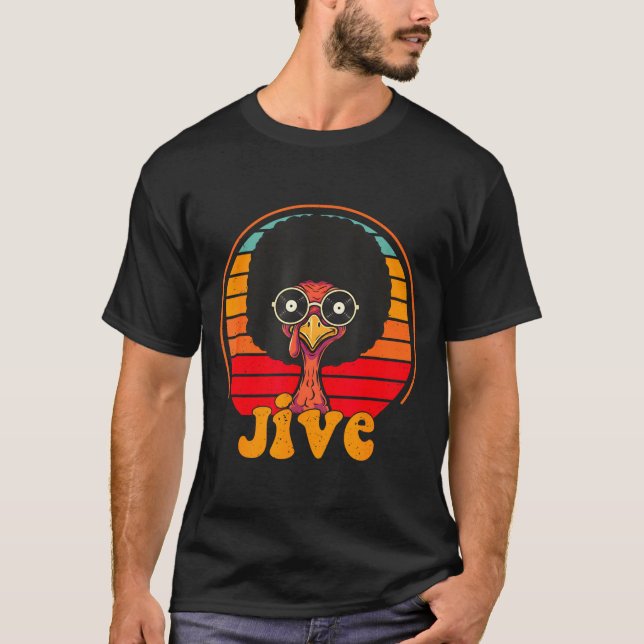 Retro 70s Turkey Jive Afro Thanksgiving Family Men T-Shirt (Vorderseite)