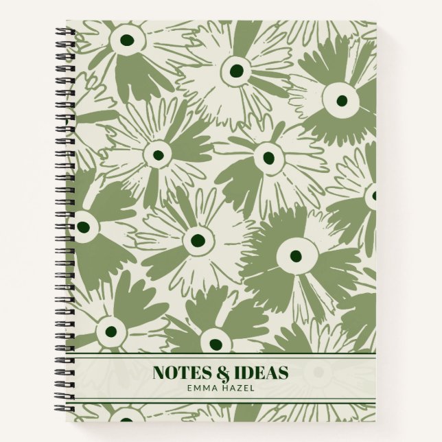Retro 70s Wildflower & Polka Dot Personalized Notizbuch (Vorderseite)