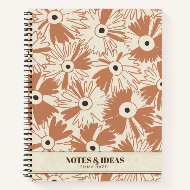 Retro 70s Wildflower & Polka Dot Personalized Notizbuch (Vorderseite)
