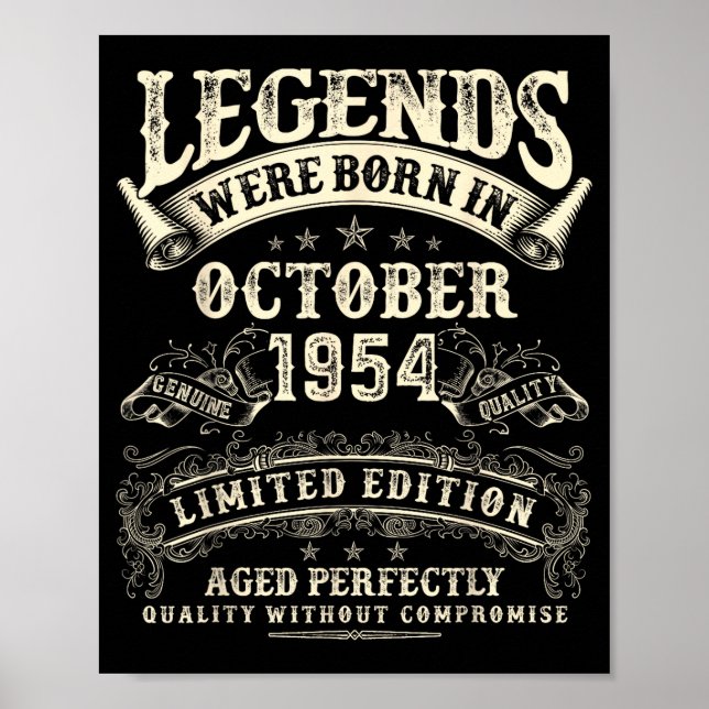 Retro 71st Birthday For Men 71 Year Old October 19 Poster (Vorne)