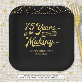 Retro 75. Geburtstag 75 Jahre in der Making Lights Pappteller