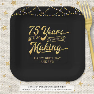 Retro 75. Geburtstag 75 Jahre in der Making Lights Pappteller