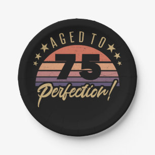 Retro 75. Geburtstag Spaß Pappteller