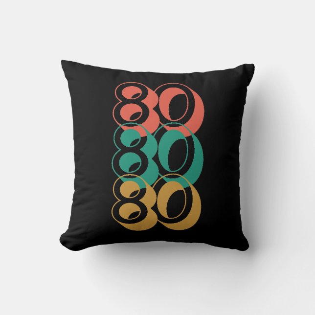 Retro 80 1980 Throw Kissen farbig (Vorderseite)