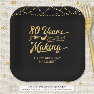 Retro 80. Geburtstag 80 Jahre im Werden Lichter Pappteller