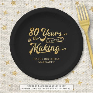 Retro 80. Geburtstag 80 Jahre im Werden Lichter Pappteller