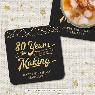 Retro 80. Geburtstag 80 Jahre im Werden Lichter Rechteckiger Pappuntersetzer