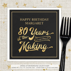 Retro 80. Geburtstag 80 Jahre in der Making Black Serviette