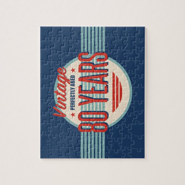 Retro 80. Geburtstag Puzzle (Vertikal)