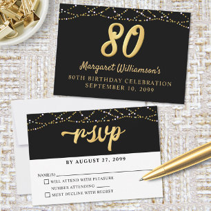 Retro 80. Geburtstag UAWG String Lights RSVP Karte