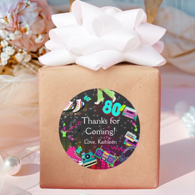 Retro 80, Retro, danke Runder Aufkleber (Von Creator hochgeladen)