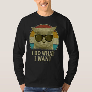 Retro 80er 90er Cat I Do What I Woll Cat T-Shirt