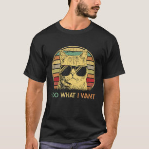 Retro 80er 90er Cat I Do What I Woll Cat T-Shirt