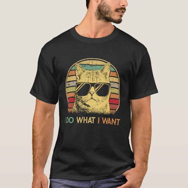Retro 80er 90er Cat I Do What I Woll Cat T-Shirt (Vorderseite)