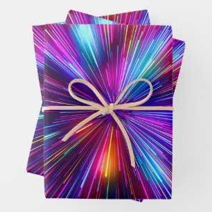 Retro 80er 90er hellrosa Neon Glasers Geschenkpapier Set