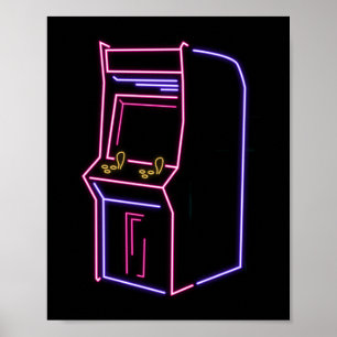 Retro 80er 90er NeON Arcade Maschine Arcade Kabine Poster