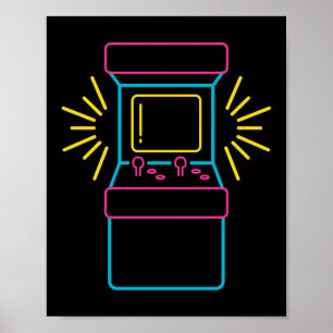 Retro 80er 90er Neon-Arcade-Maschine Arcade-Schran Poster