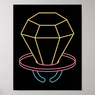 Retro 80er 90er Neon Ring Pop Süßigkeit Poster