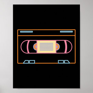 Retro 80er 90er Neon Videoband Vhs Poster