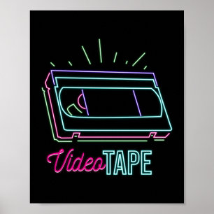 Retro 80er 90er Neon Videoband Vhs Poster
