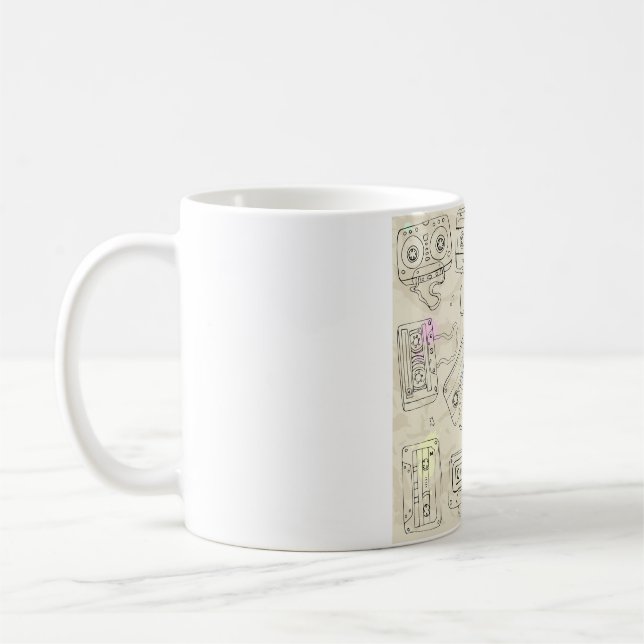 Retro 80er 90er Nostalgischer Kassetten-Mix-Tape-M Kaffeetasse (Links)