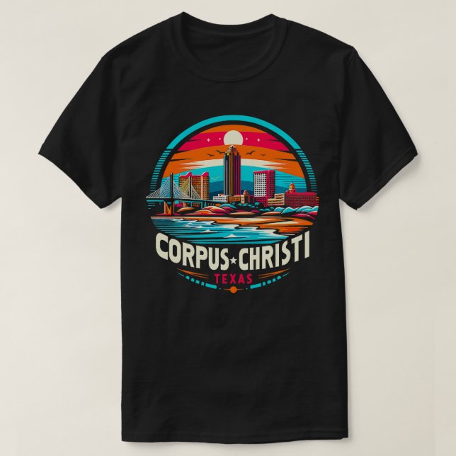 Retro 80er 90s Corpus Christi Texas Reiseferien T-Shirt (Design vorne)
