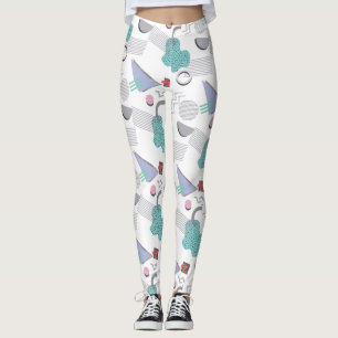 Retro 80er 90s Geometric Print Womens Leggings