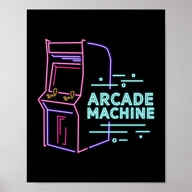 Retro 80er 90s Neon Arcade Machine Arcade Kabinett Poster (Vorne)
