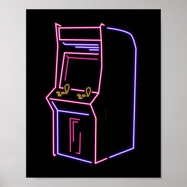 Retro 80er 90s NeON Arcade Machine Arcade Kabinett Poster (Vorne)