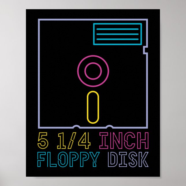 Retro 80er 90s Neon Diskette Poster (Vorne)