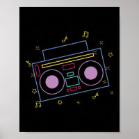 Retro 80er 90s Neon Radio Gettoblaster Boombox