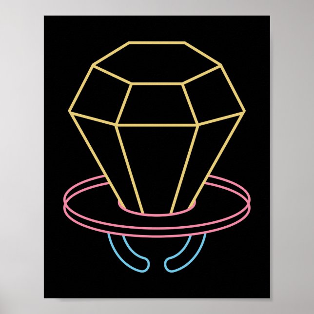 Retro 80er 90s Neon Ring Pop Bonbons Poster (Vorne)