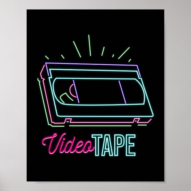 Retro 80er 90s Neon Video Tape Vhs Poster (Vorne)