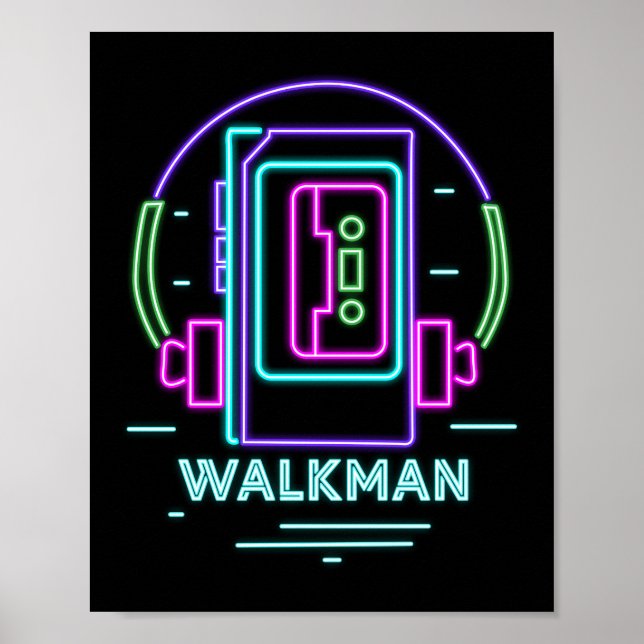 Retro 80er 90s Neon Walkman Poster (Vorne)