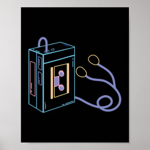 Retro 80er 90s Neon Walkman Poster
