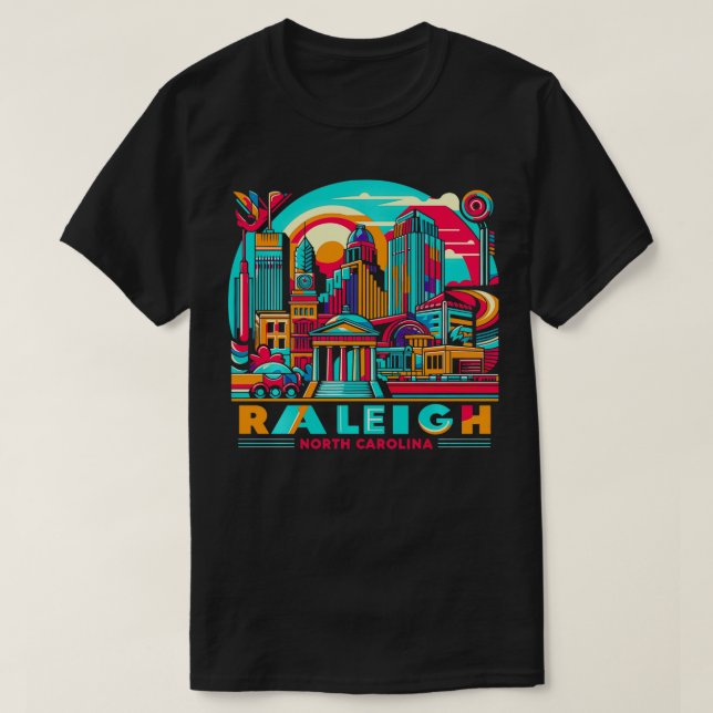 Retro 80er 90s Raleigh North olina Reisen Souvenir T-Shirt (Design vorne)