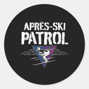 Retro 80er Après-Ski-Patrouille Vintage  Runder Aufkleber