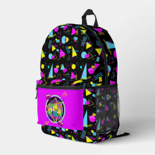 RETRO 80er BÄNDER FARBENFROHE FORMEN  Bedruckter Rucksack